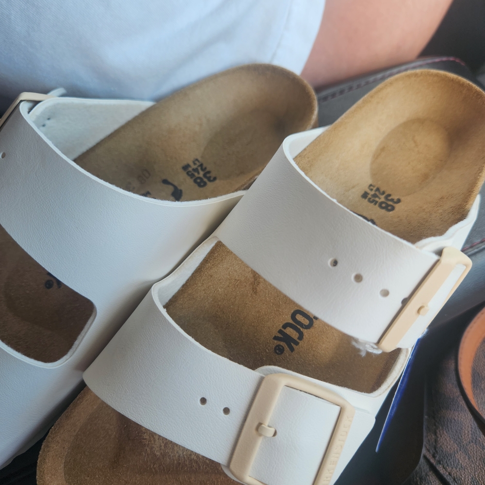 Birkenstock Cream Sandals with Buckles